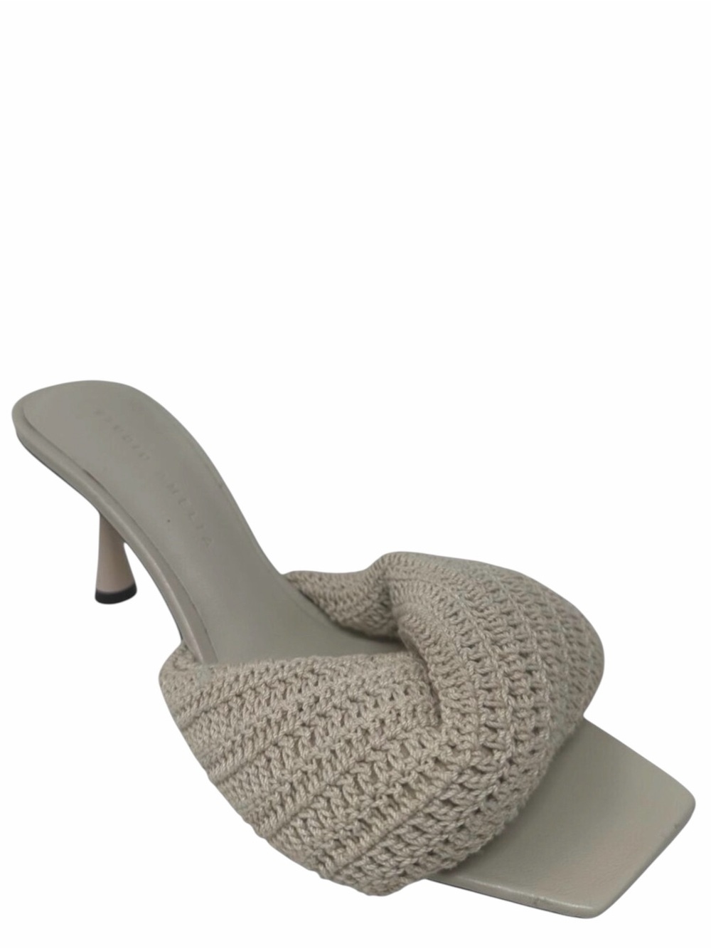 Studio Amelia Crochet Twisted Front Mules Heels Open Toe Slip On Leather Size 7